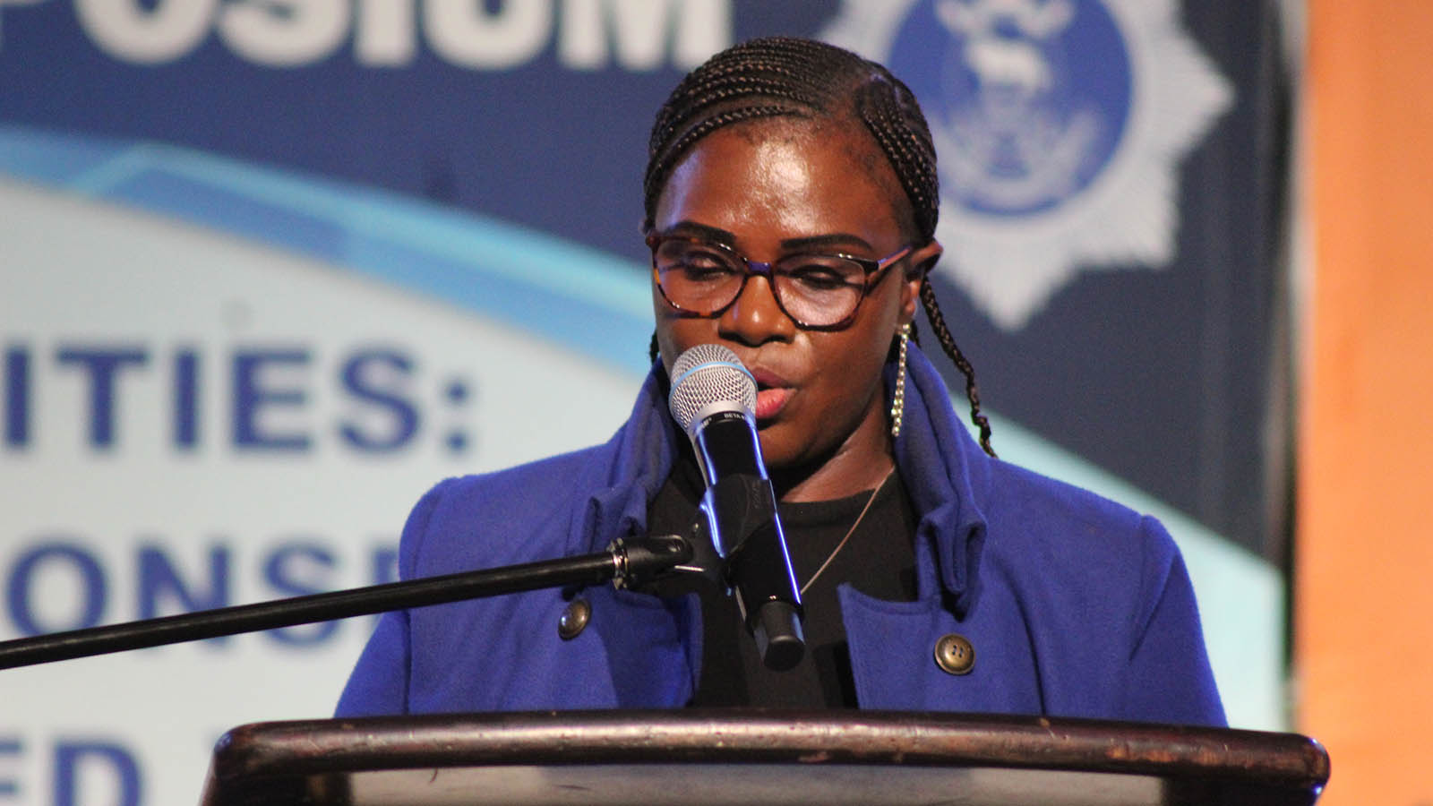 UNFPA Officer-in-Charge Thamary Silindza addressing delegates at the National GBV Symposium at the Luke Commission, where she emphasized prevention, survivor-centred responses and stronger multi-sectoral collaboration to eliminate gender-based violence in Eswatini.